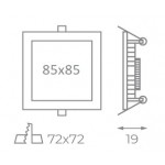 Downlight panel led Cuadrado 85x85mm Blanco 3W